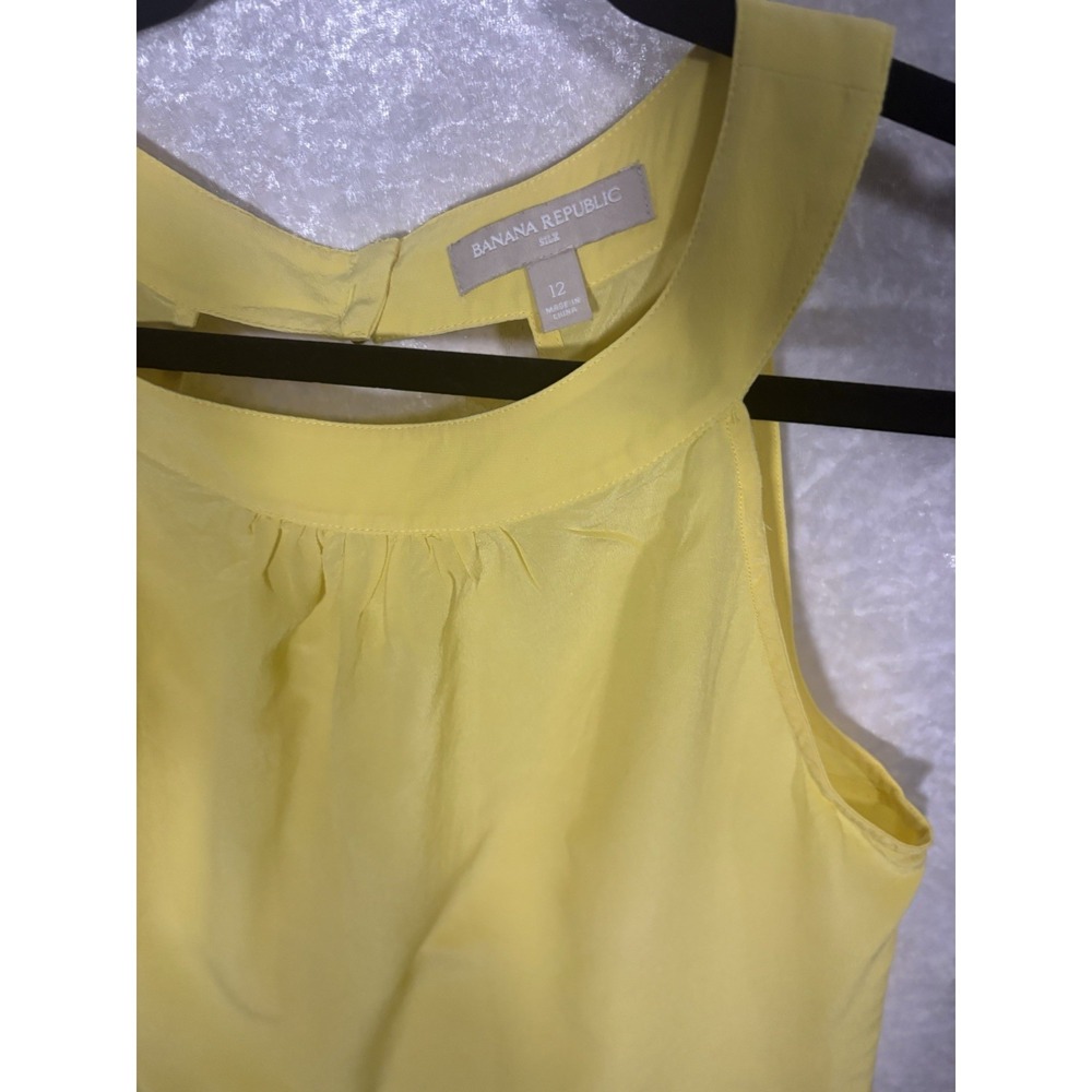 Banana Republic 100% Silk Top and Skirt  Sz 12 Yellow Office Career School - Picture 8 of 9